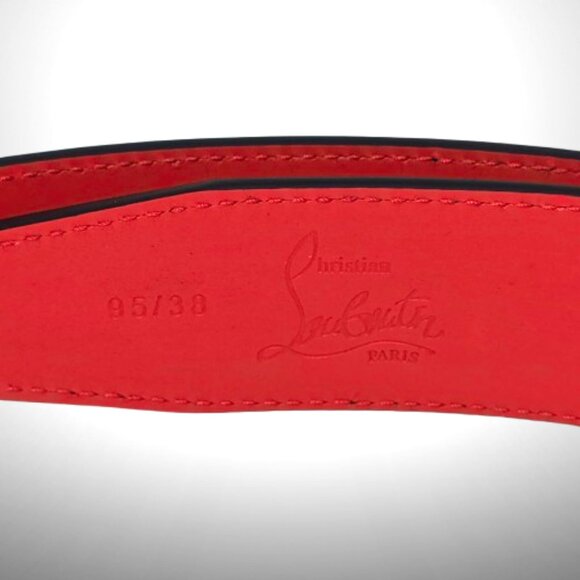 Christian Louboutin Black & Red Leather Belt – Silver CL Logo Buckle – Size 95 main image 6